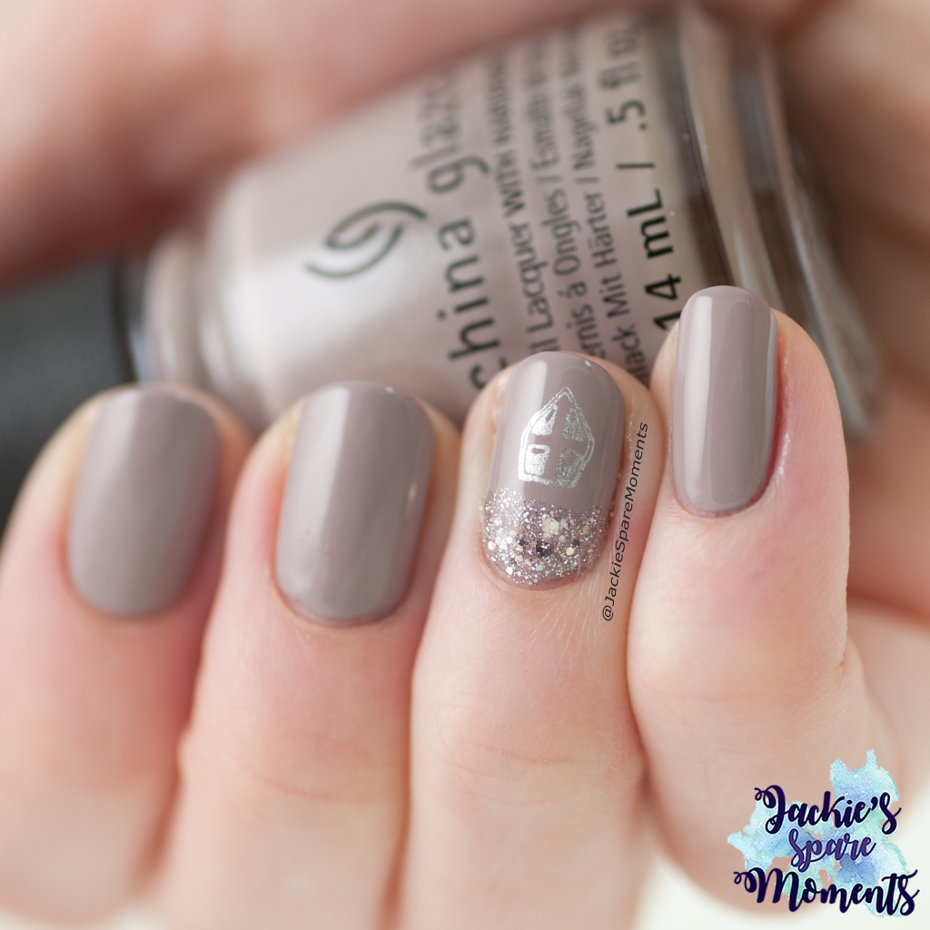 China Glaze Dope Taupe with accent nail