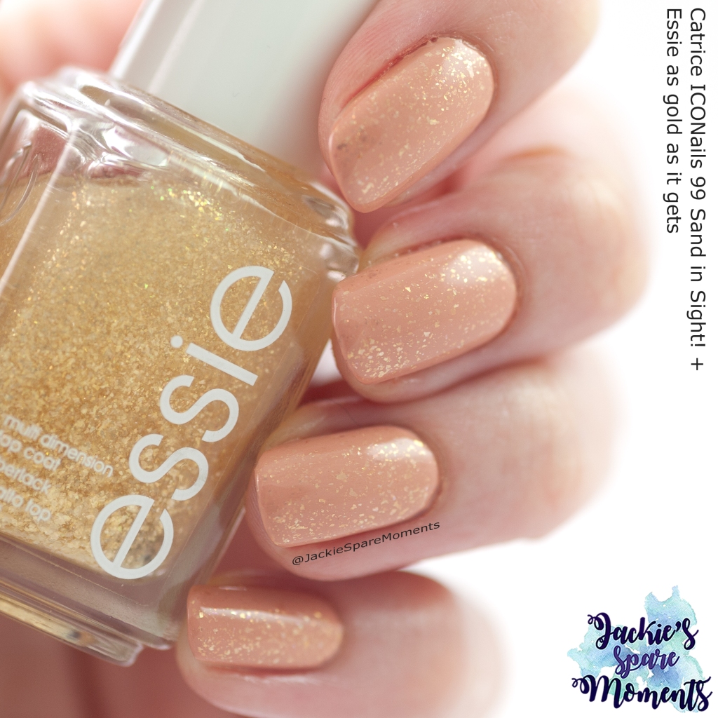 Catrice ICONails 99 Sand in Sight! topped with Essie as gold as it gets