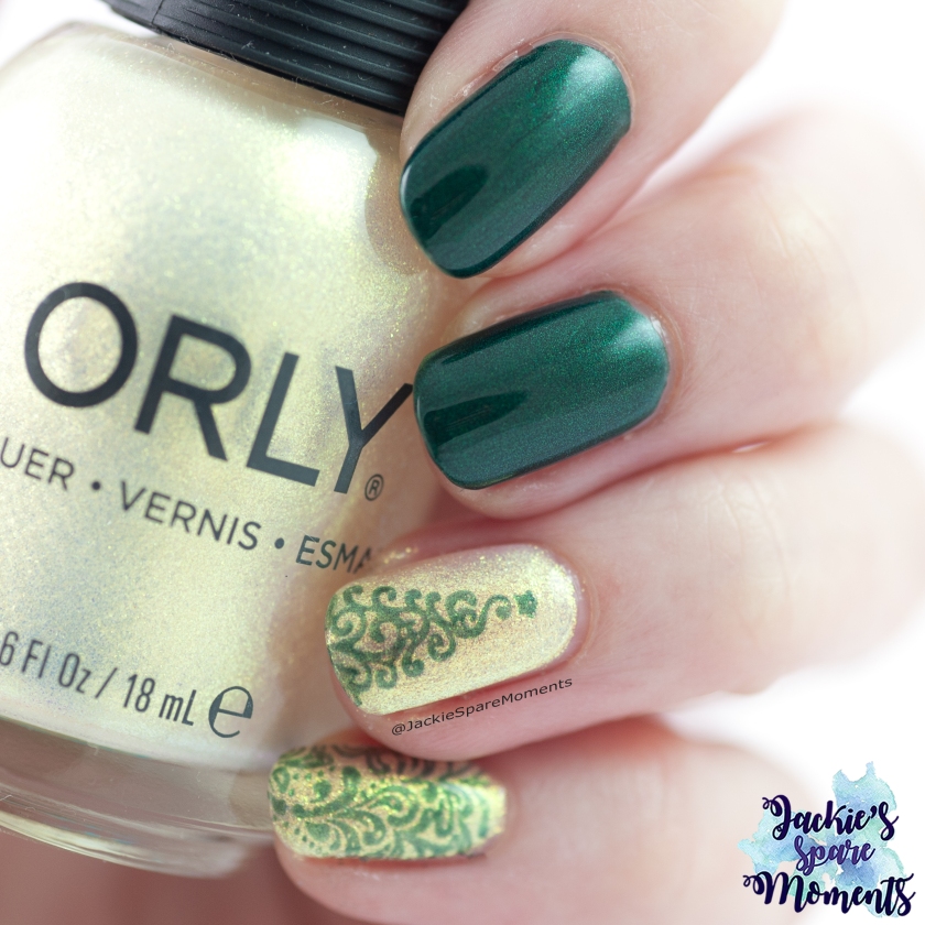 Catrice ICONails 158 Deeply In Green and Orly Ephemeral with Christmas nail art
