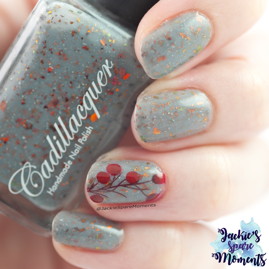 Cadillacquer Winter Berries with accent nail art