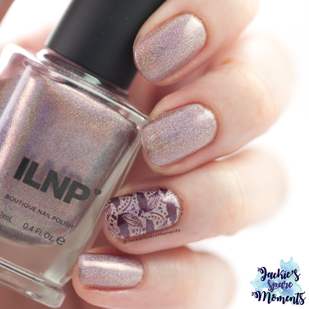 ILNP Get Cozy with stamped accent nail art. 